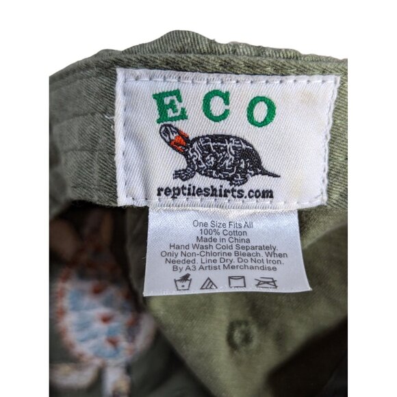 Eco Turtle Embroidered Cap By Reptileshirts One Size Fits All 100% Cotton - Picture 2 of 4